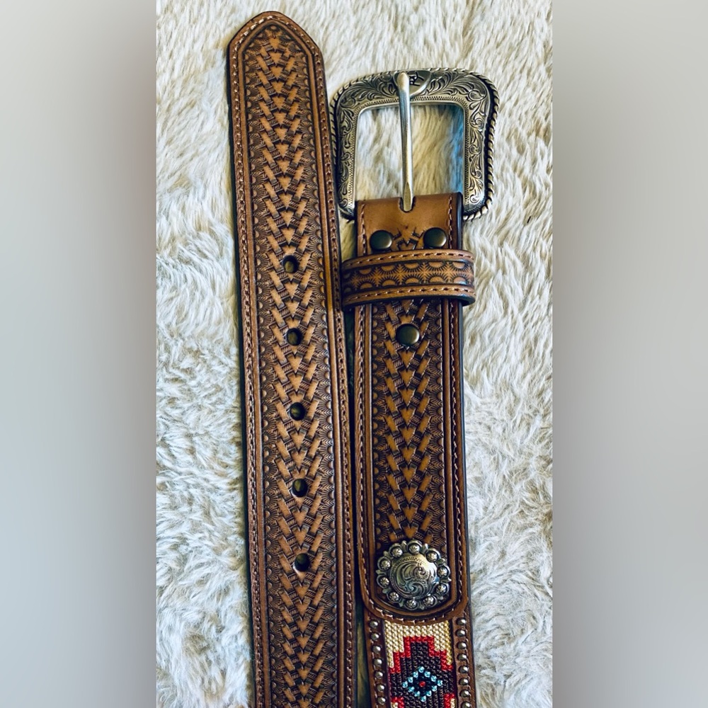 NWT Ariat Mens Aztec Beaded Belt -A1033297 - Picture 14 of 14